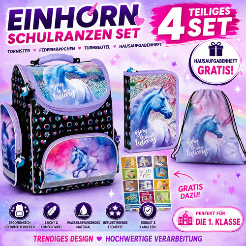 Einhorn schulranzen set tlg - set, 4