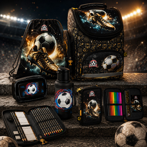 Fußball schulranzen set 5in1 - schulranzen,